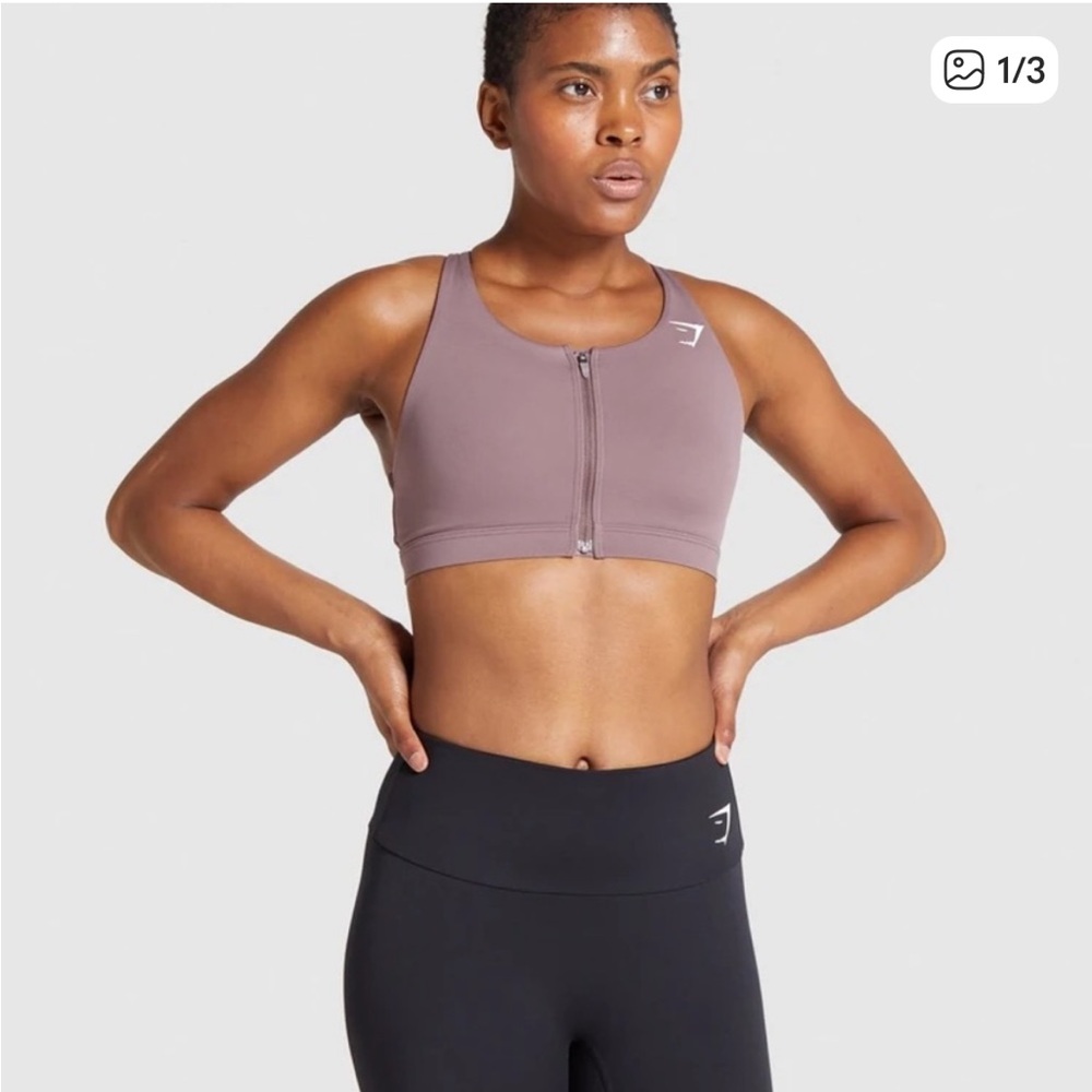 🦋3/$50 Gymshark Zip-Up Training Athleisure High Impact Sports bra in Plum